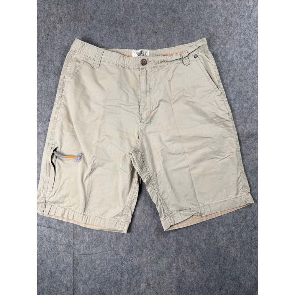 Free Planet Mens Khaki Cargo Shorts Size 34‎ Tan Cotton Twill FM9AXK Relaxed Fit